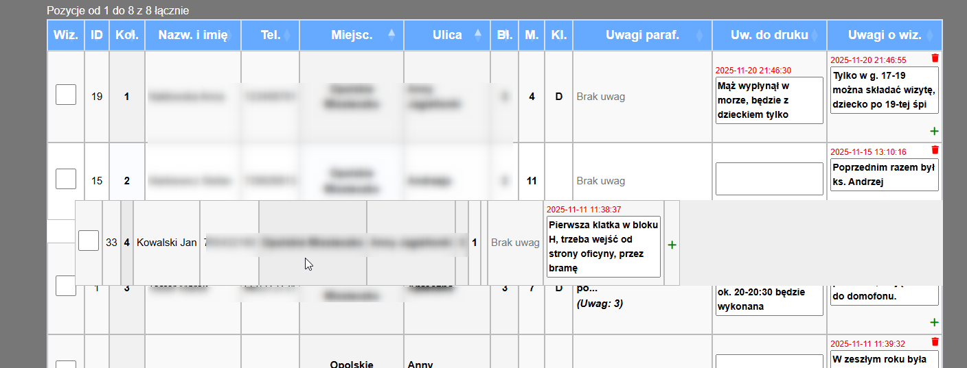 Drag and drop wierszy